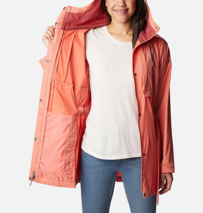 Columbia Pardon My Trench Women's Rain Jacket Coral | CLTMDW-795
