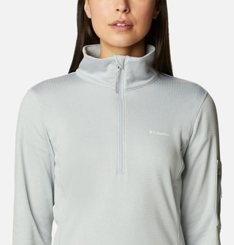 Columbia Park View Grid Half Zip Fleece Women's Pullover Grey | USFGQO-834