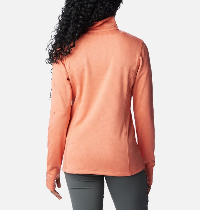 Columbia Park View Grid Half Zip Fleece Women's Pullover Coral | RVQLXT-735