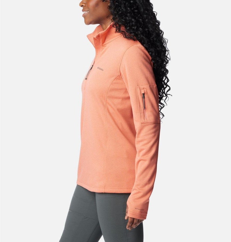 Columbia Park View Grid Half Zip Fleece Women's Pullover Coral | RVQLXT-735