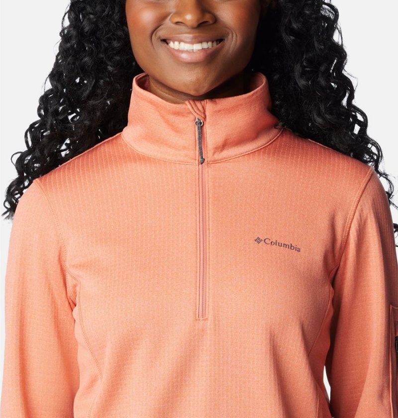 Columbia Park View Grid Half Zip Fleece Women's Pullover Coral | RVQLXT-735