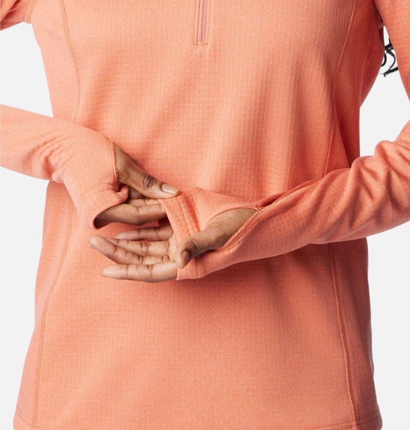 Columbia Park View Grid Half Zip Fleece Women's Pullover Coral | RVQLXT-735