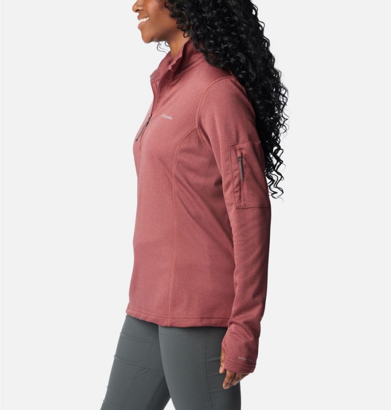 Columbia Park View Grid Half Zip Fleece Women's Pullover Coral | ONEHSI-249