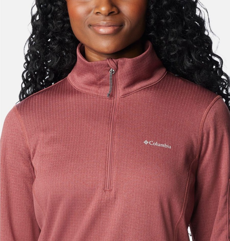 Columbia Park View Grid Half Zip Fleece Women's Pullover Coral | ONEHSI-249