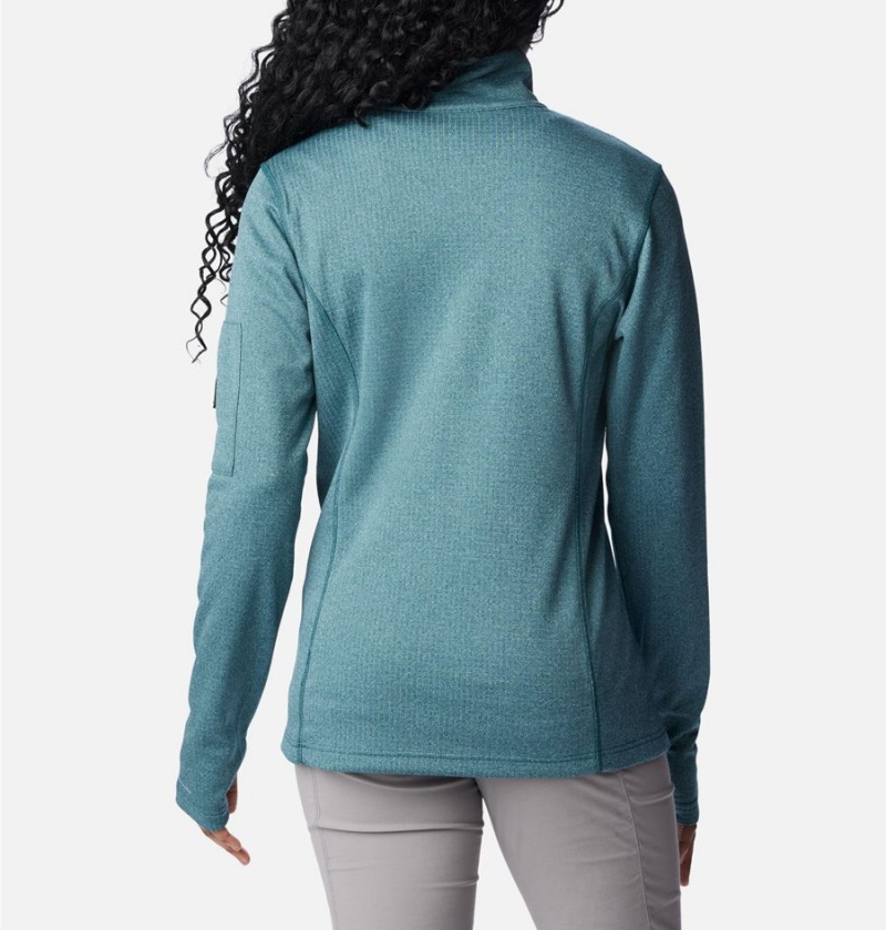 Columbia Park View Grid Half Zip Fleece Women's Pullover Turquoise | UVPKFH-764