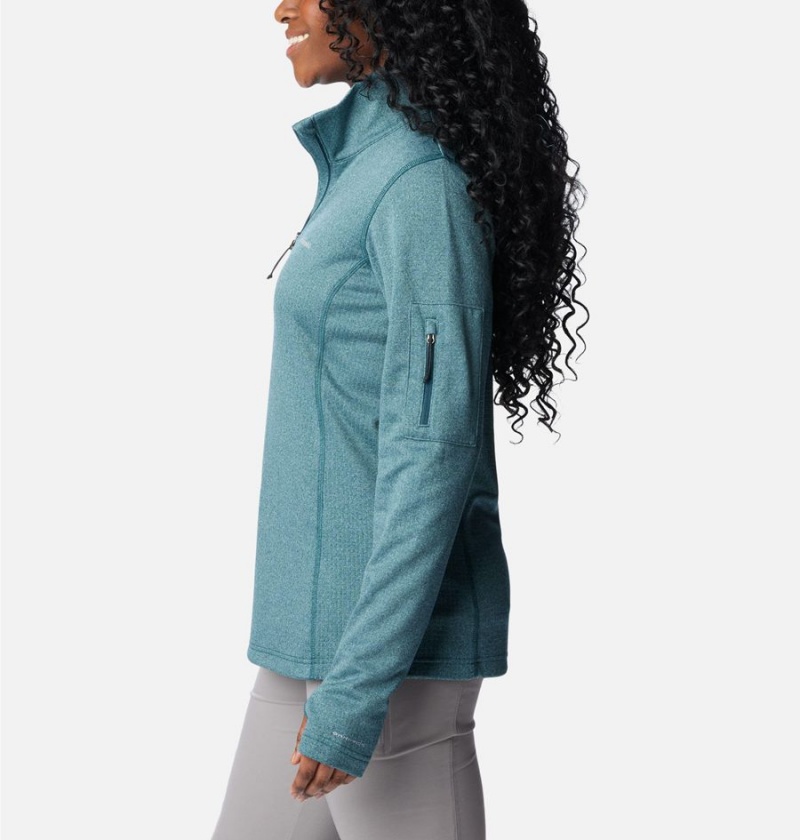 Columbia Park View Grid Half Zip Fleece Women's Pullover Turquoise | UVPKFH-764