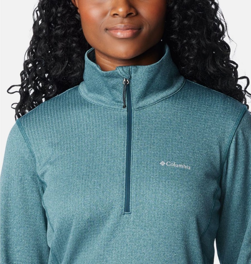 Columbia Park View Grid Half Zip Fleece Women's Pullover Turquoise | UVPKFH-764