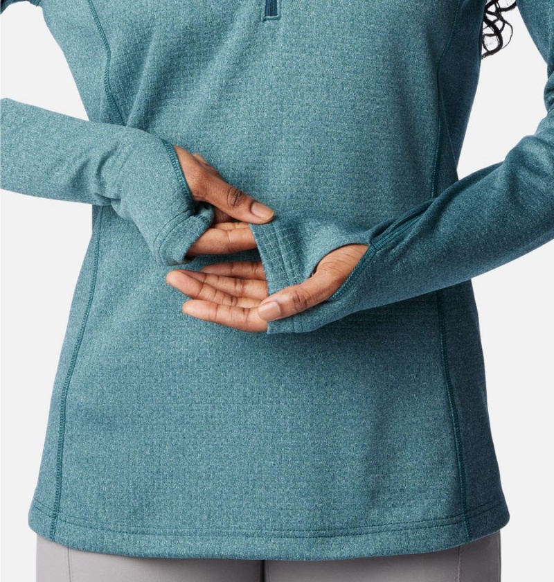 Columbia Park View Grid Half Zip Fleece Women's Pullover Turquoise | UVPKFH-764