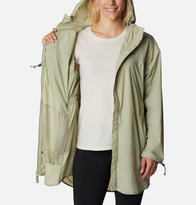 Columbia Parkette Long Wind Jacket Women's Windbreaker Green | HTZDRS-362