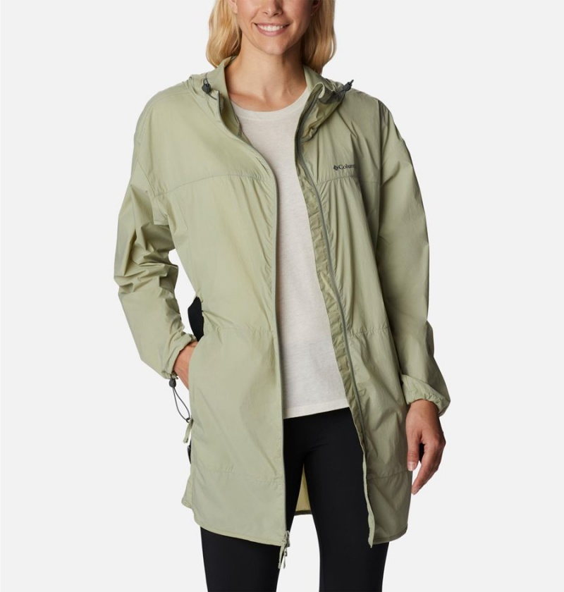 Columbia Parkette Long Wind Jacket Women's Windbreaker Green | HTZDRS-362