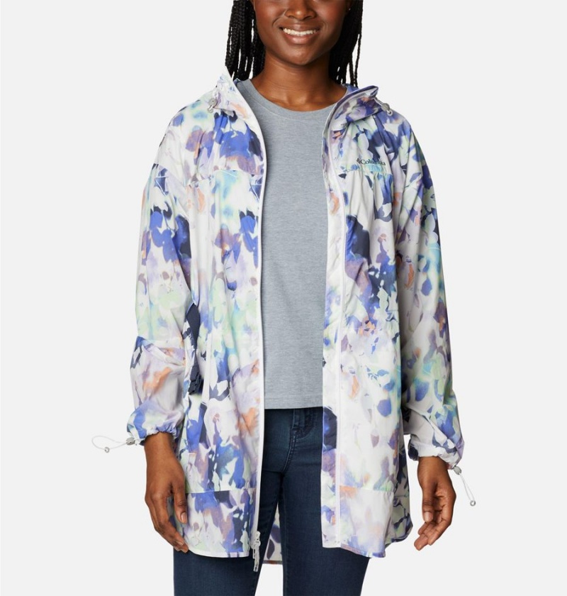 Columbia Parkette Long Wind Jacket Women's Windbreaker White | SGFXOB-329