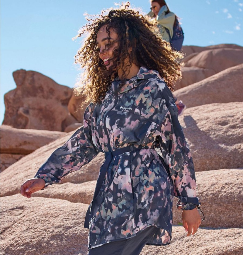 Columbia Parkette Long Wind Jacket Women's Windbreaker Navy | NFSLPM-741