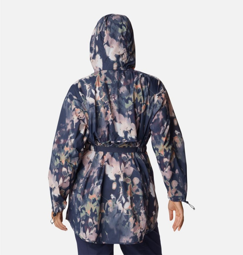 Columbia Parkette Long Wind Jacket Women's Windbreaker Navy | NFSLPM-741