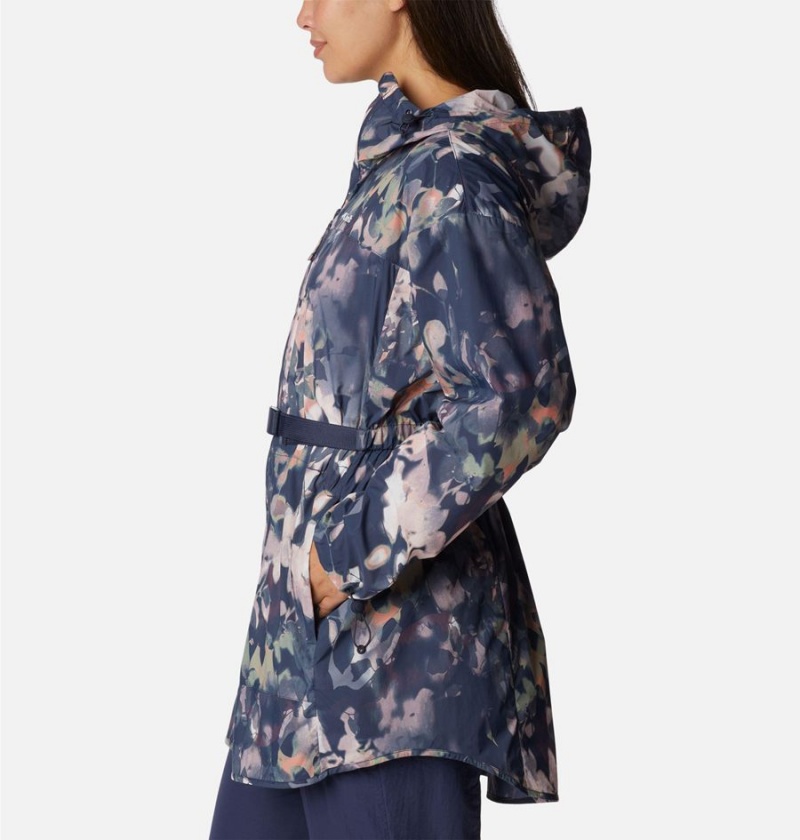 Columbia Parkette Long Wind Jacket Women's Windbreaker Navy | NFSLPM-741