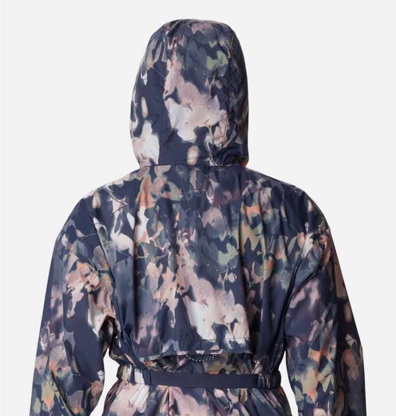 Columbia Parkette Long Wind Jacket Women's Windbreaker Navy | NFSLPM-741