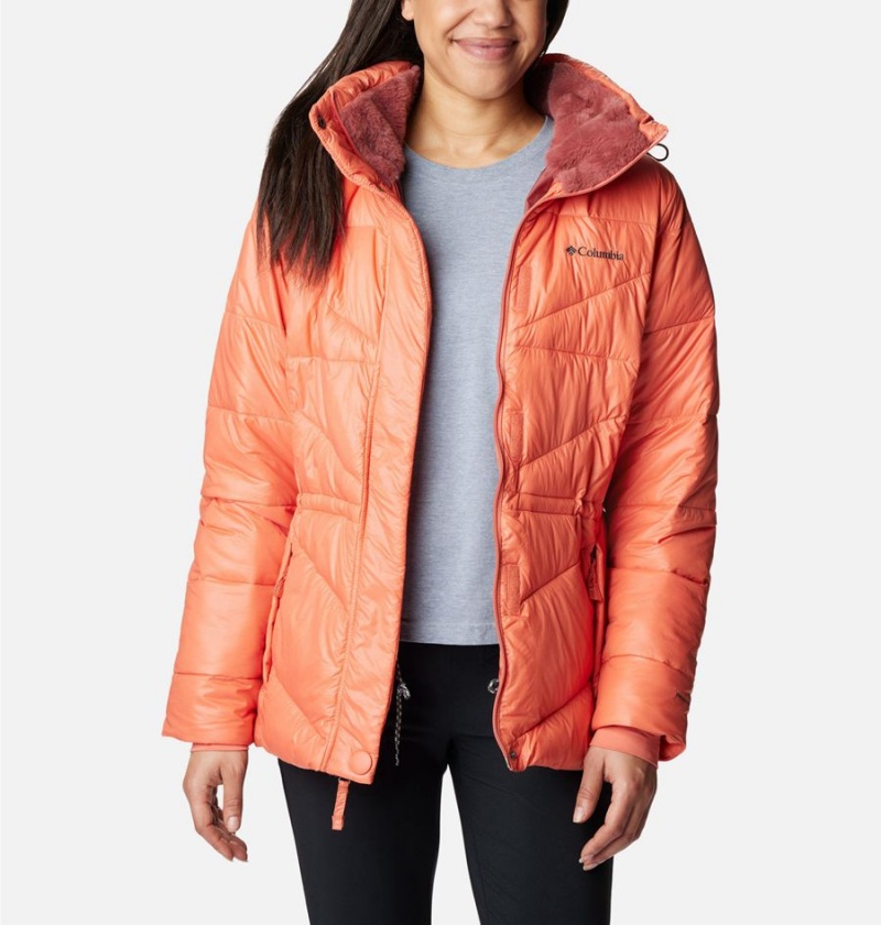 Columbia Peak to Park II Insulated Hooded Women's Puffer Jacket Coral | SLXQHW-970