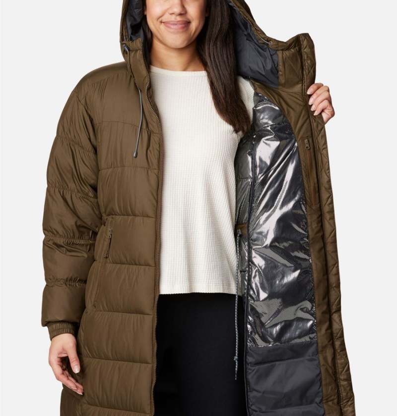 Columbia Pike Lake II Long Women's Puffer Jacket Olive | MUIFZP-852