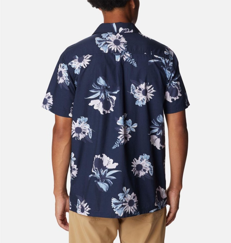 Columbia Pine Canyon Short Sleeve Men's Shirt Navy | QMTOHA-507