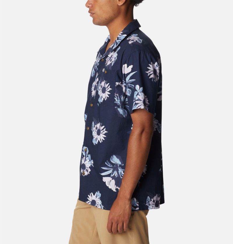 Columbia Pine Canyon Short Sleeve Men's Shirt Navy | QMTOHA-507
