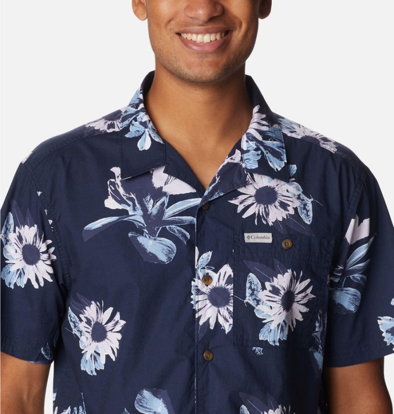 Columbia Pine Canyon Short Sleeve Men's Shirt Navy | QMTOHA-507