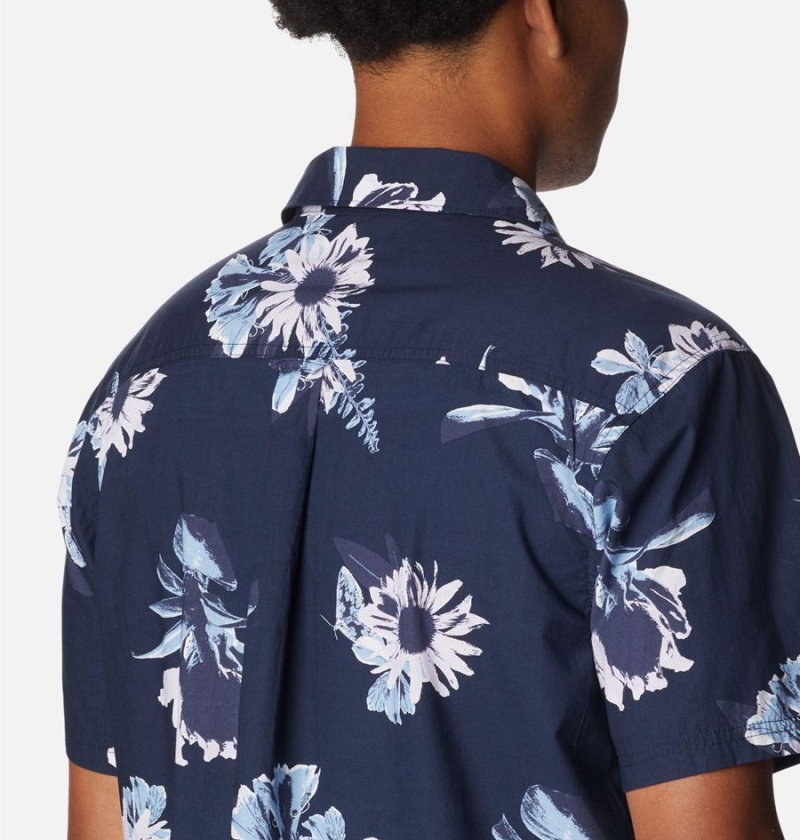 Columbia Pine Canyon Short Sleeve Men's Shirt Navy | QMTOHA-507