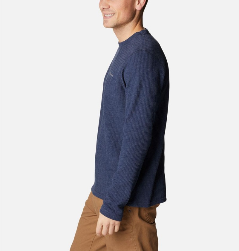 Columbia Pine Peak II Waffle Long Sleeve Crew Men's T-Shirt Navy | QTUKNI-523