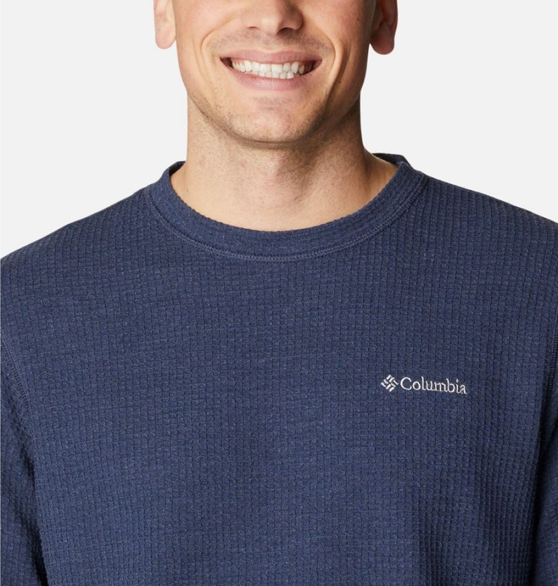 Columbia Pine Peak II Waffle Long Sleeve Crew Men's T-Shirt Navy | QTUKNI-523