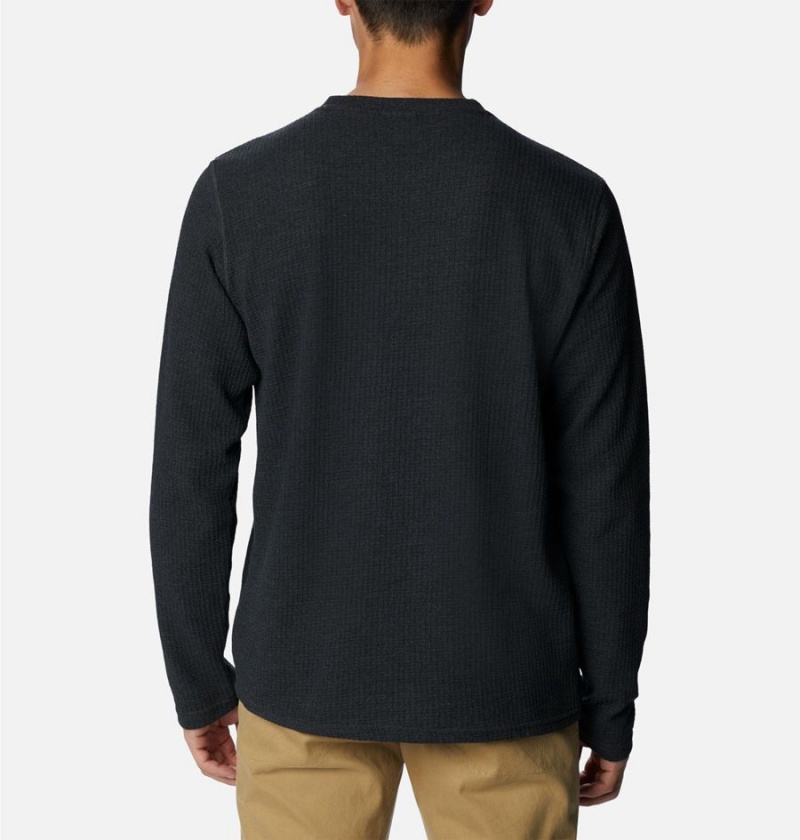 Columbia Pine Peak II Waffle Long Sleeve Crew Men's T-Shirt Black | XOWDPC-031