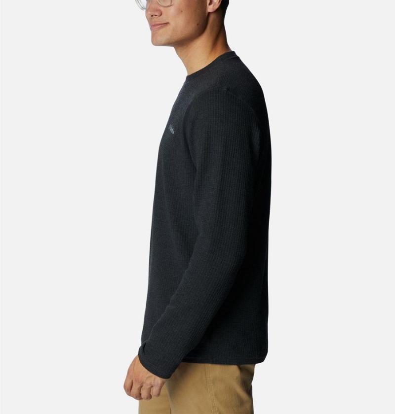 Columbia Pine Peak II Waffle Long Sleeve Crew Men's T-Shirt Black | XOWDPC-031