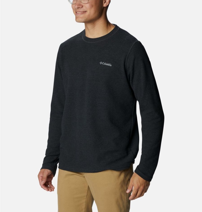 Columbia Pine Peak II Waffle Long Sleeve Crew Men's T-Shirt Black | XOWDPC-031