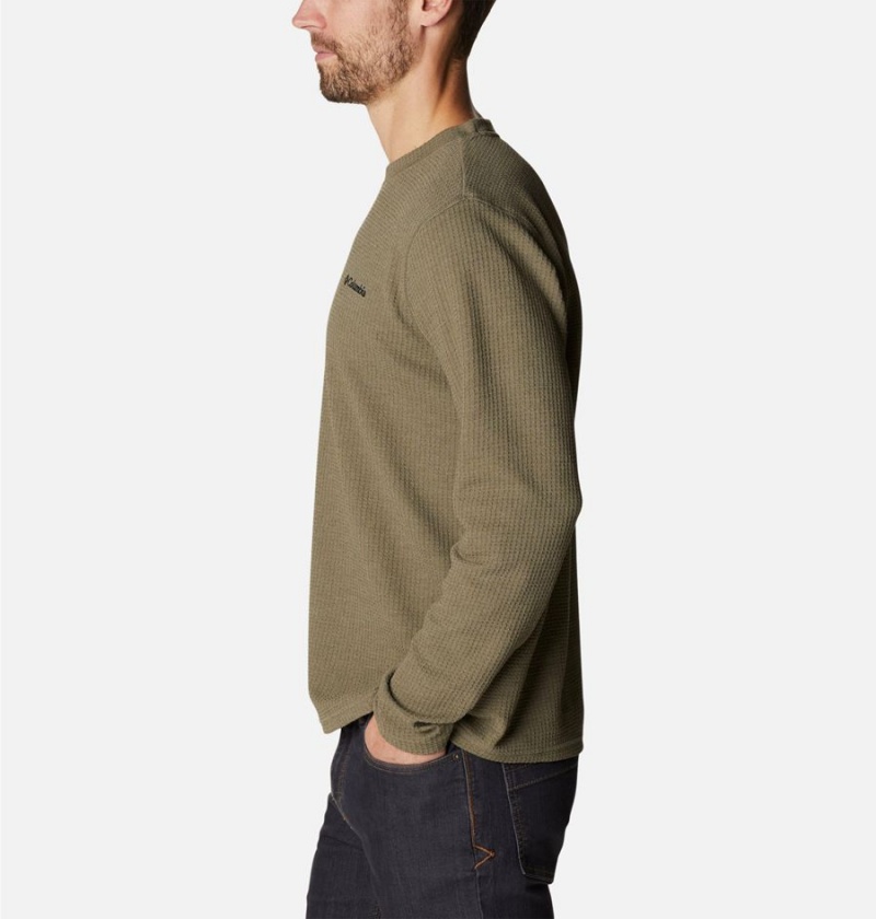 Columbia Pine Peak II Waffle Long Sleeve Crew Men's T-Shirt Green | BNHEGY-714