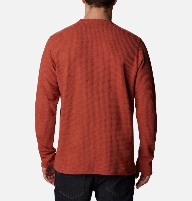 Columbia Pine Peak II Waffle Long Sleeve Crew Men's T-Shirt Red | QAKHPG-861