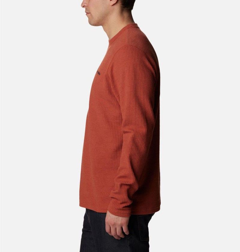 Columbia Pine Peak II Waffle Long Sleeve Crew Men's T-Shirt Red | QAKHPG-861