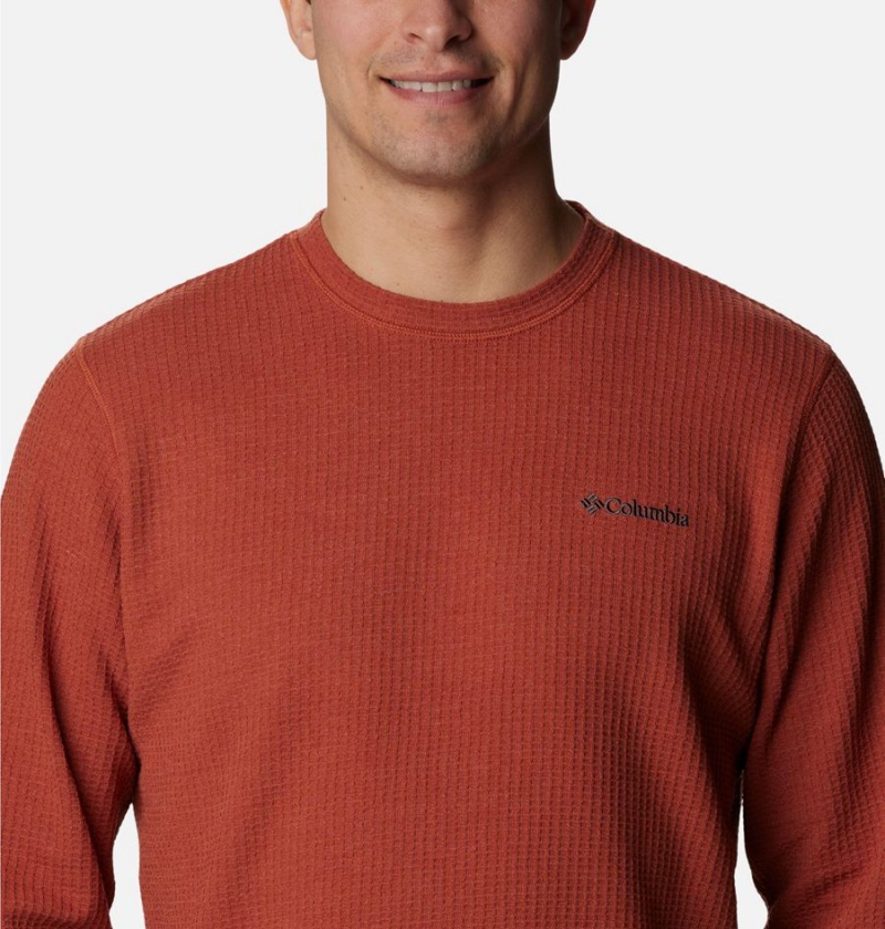 Columbia Pine Peak II Waffle Long Sleeve Crew Men's T-Shirt Red | QAKHPG-861