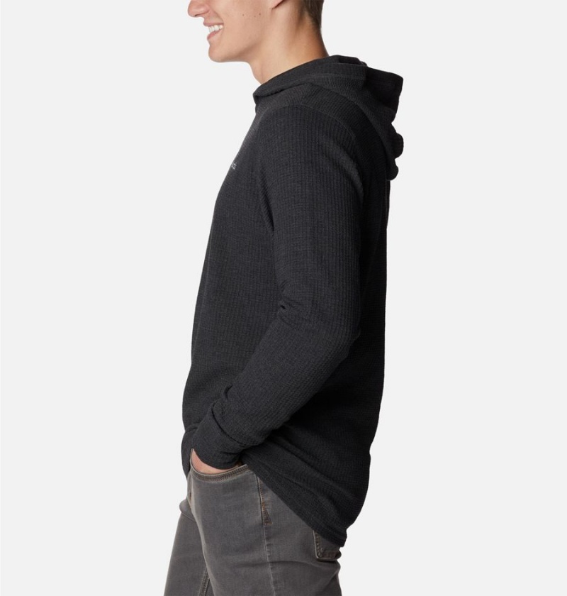 Columbia Pine Peak Waffle Men's Hoodie Black | TVKGXS-645