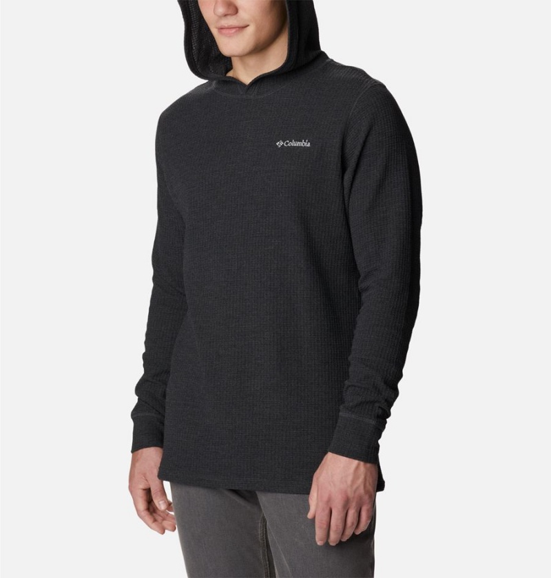 Columbia Pine Peak Waffle Men's Hoodie Black | TVKGXS-645