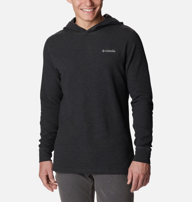 Columbia Pine Peak Waffle Men\'s Hoodie Black | TVKGXS-645