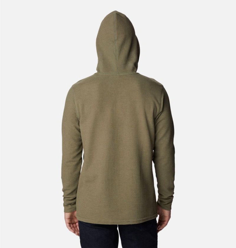 Columbia Pine Peak Waffle Men's Hoodie Green | WCPRMK-592