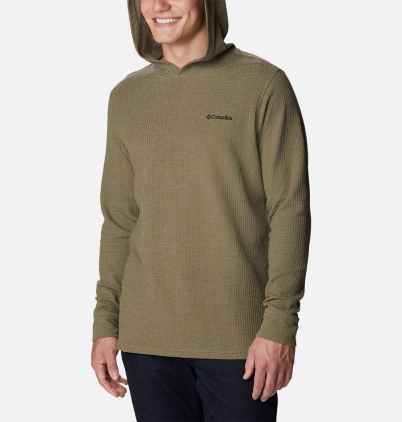 Columbia Pine Peak Waffle Men's Hoodie Green | WCPRMK-592