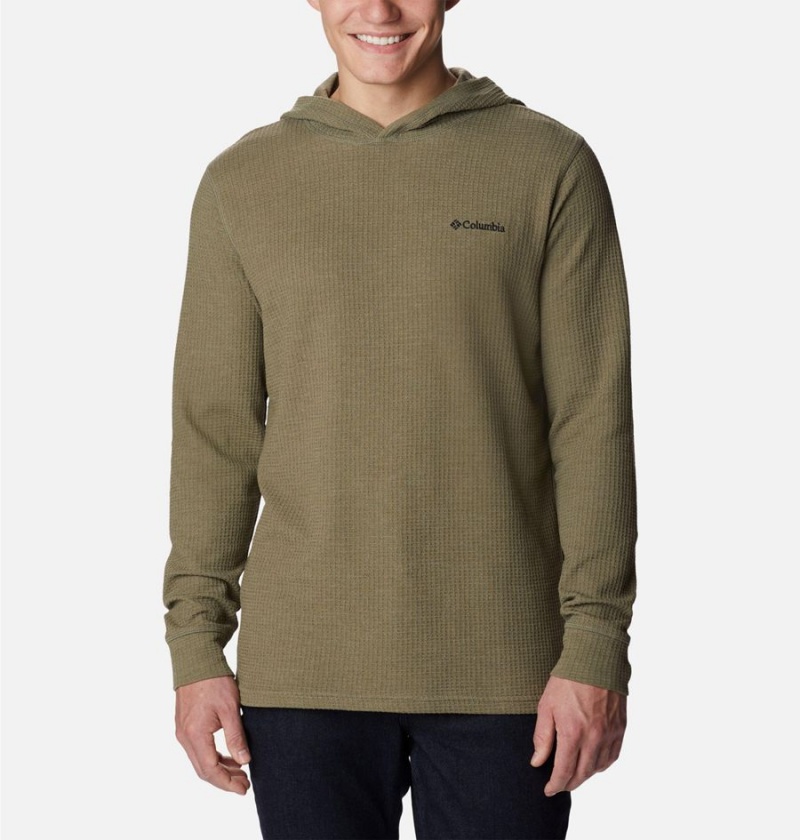 Columbia Pine Peak Waffle Men\'s Hoodie Green | WCPRMK-592