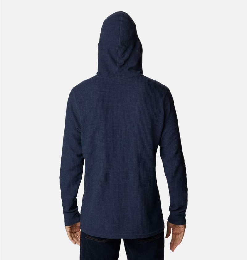 Columbia Pine Peak Waffle Men's Hoodie Navy | NEBOJL-943