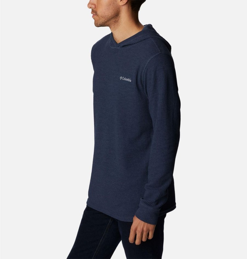 Columbia Pine Peak Waffle Men's Hoodie Navy | NEBOJL-943