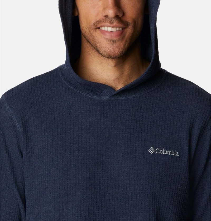 Columbia Pine Peak Waffle Men's Hoodie Navy | NEBOJL-943