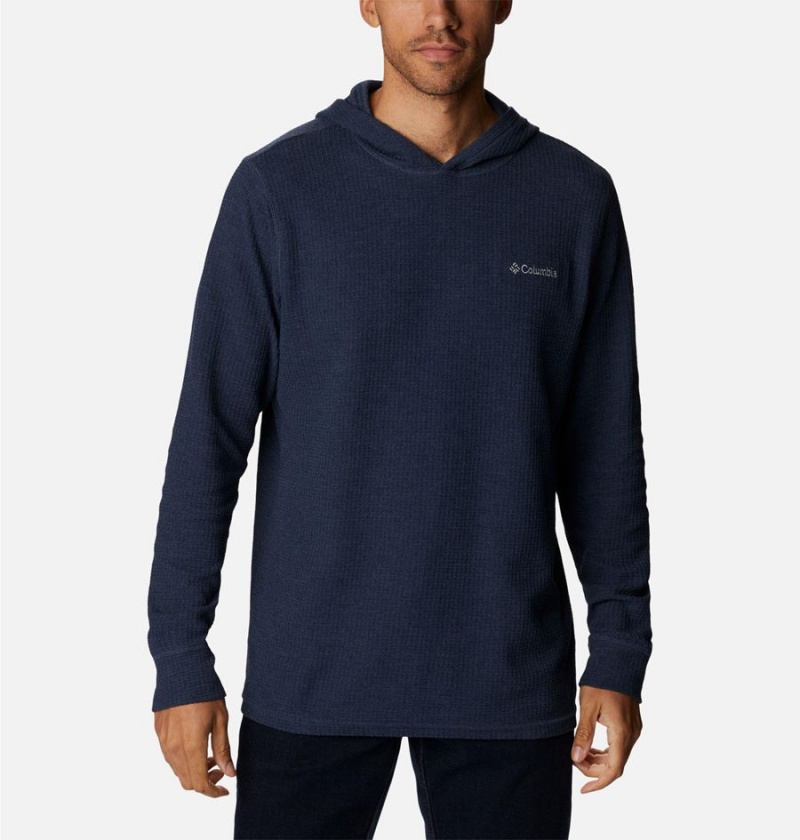 Columbia Pine Peak Waffle Men\'s Hoodie Navy | NEBOJL-943