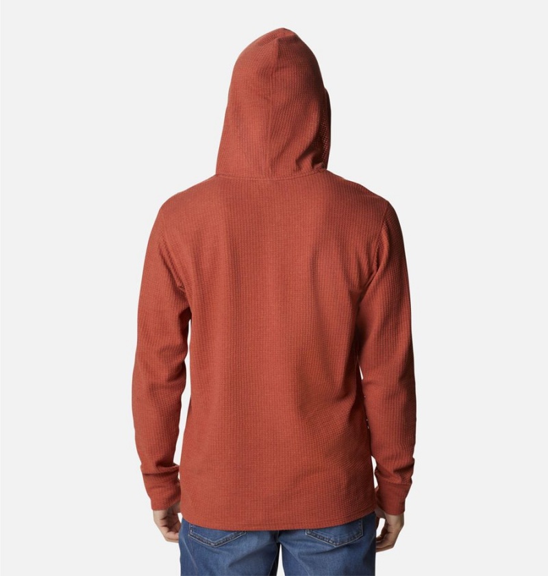 Columbia Pine Peak Waffle Men's Hoodie Red | IWHEKT-056