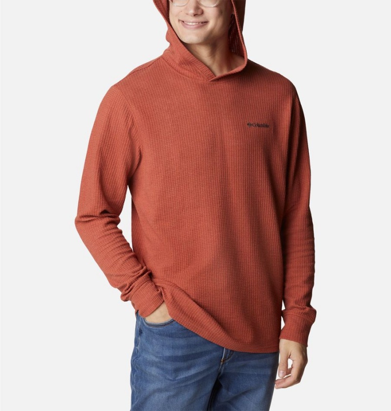Columbia Pine Peak Waffle Men's Hoodie Red | IWHEKT-056