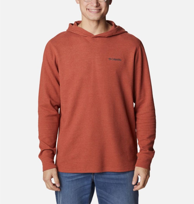 Columbia Pine Peak Waffle Men\'s Hoodie Red | IWHEKT-056