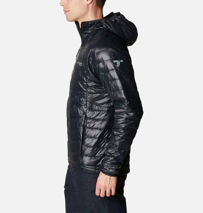 Columbia Platinum Peak Hooded Insulated Men's Puffer Jacket Black | ZKWPIS-938