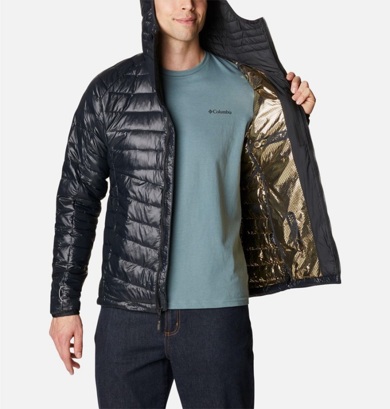 Columbia Platinum Peak Hooded Insulated Men's Puffer Jacket Black | ZKWPIS-938