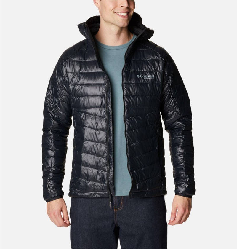 Columbia Platinum Peak Hooded Insulated Men's Puffer Jacket Black | ZKWPIS-938